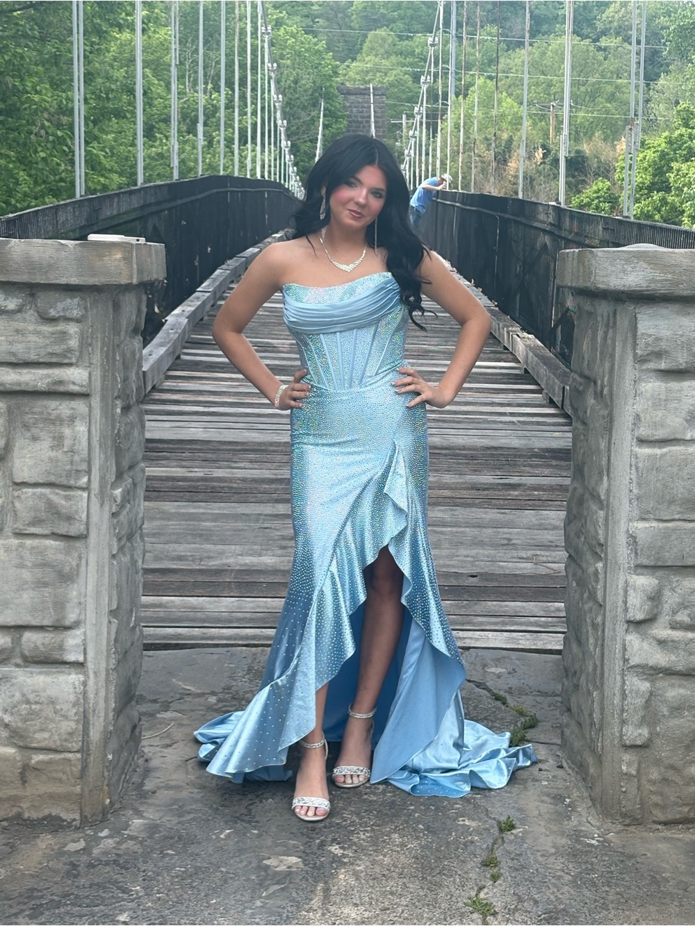 Sherri Hill Light Blue Sequin Party Gown